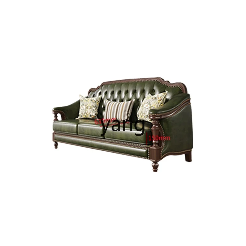 

LTT American retro solid wood leather sofa simple country style home living room office furniture