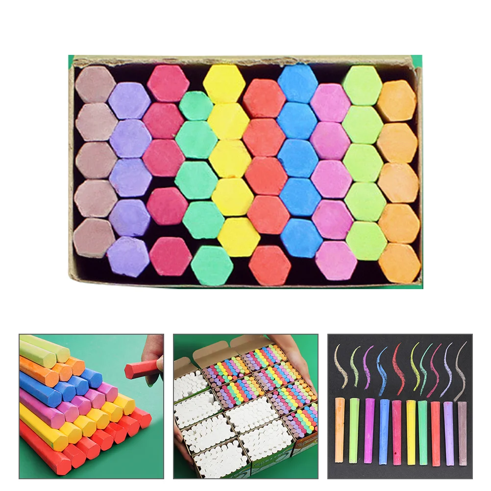 

3 Boxes Hex Chalk Outdoor for Kids Hexagonal Chalks Dustless Household School Colorful Portable Plaster Child