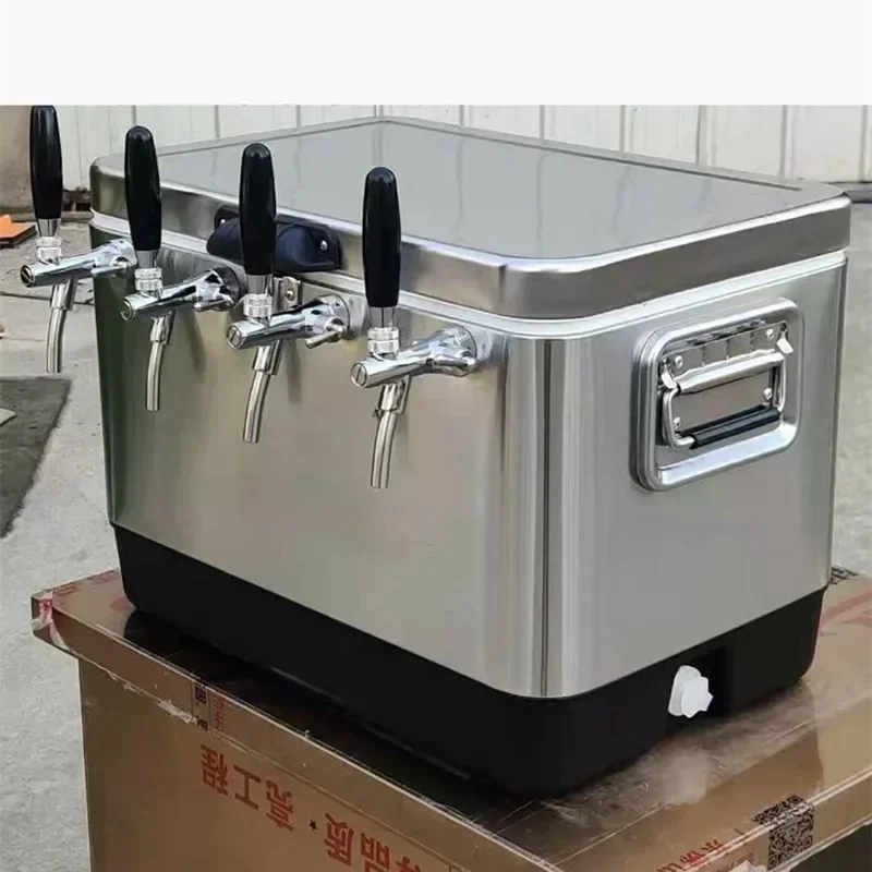 HomeBrew Draft Beer Jockey Box Stainless Steel Coil Chiller With 4 Faucets For Outdoor Draft Beer Dispenser