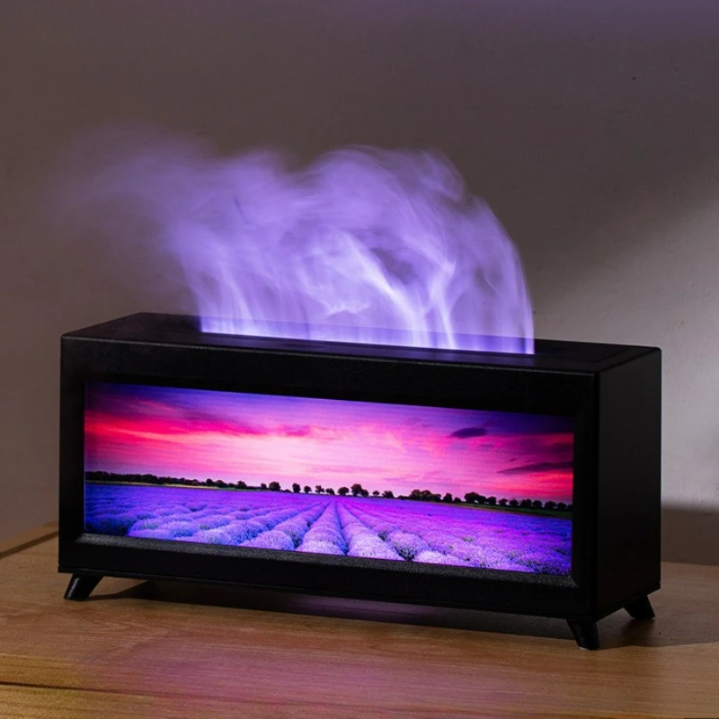 Lavender Light Painting Air Humidifier Diffusion Colorful Flame Mist Quantity Home Office Essential Oil Diffusion Humidifier