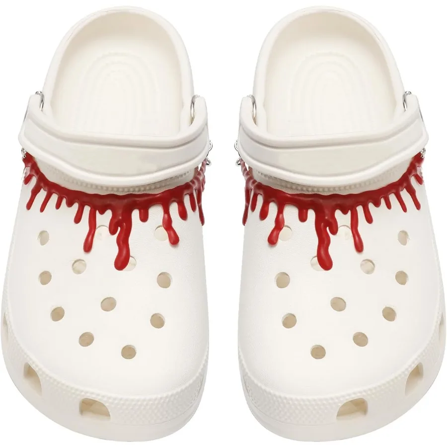 

Красные подвески для обуви в готическом стиле, резиновые цепочки для кровотечения для сабо, готические украшения ужасов для обуви, вечерние сувениры на день рождения, Gts