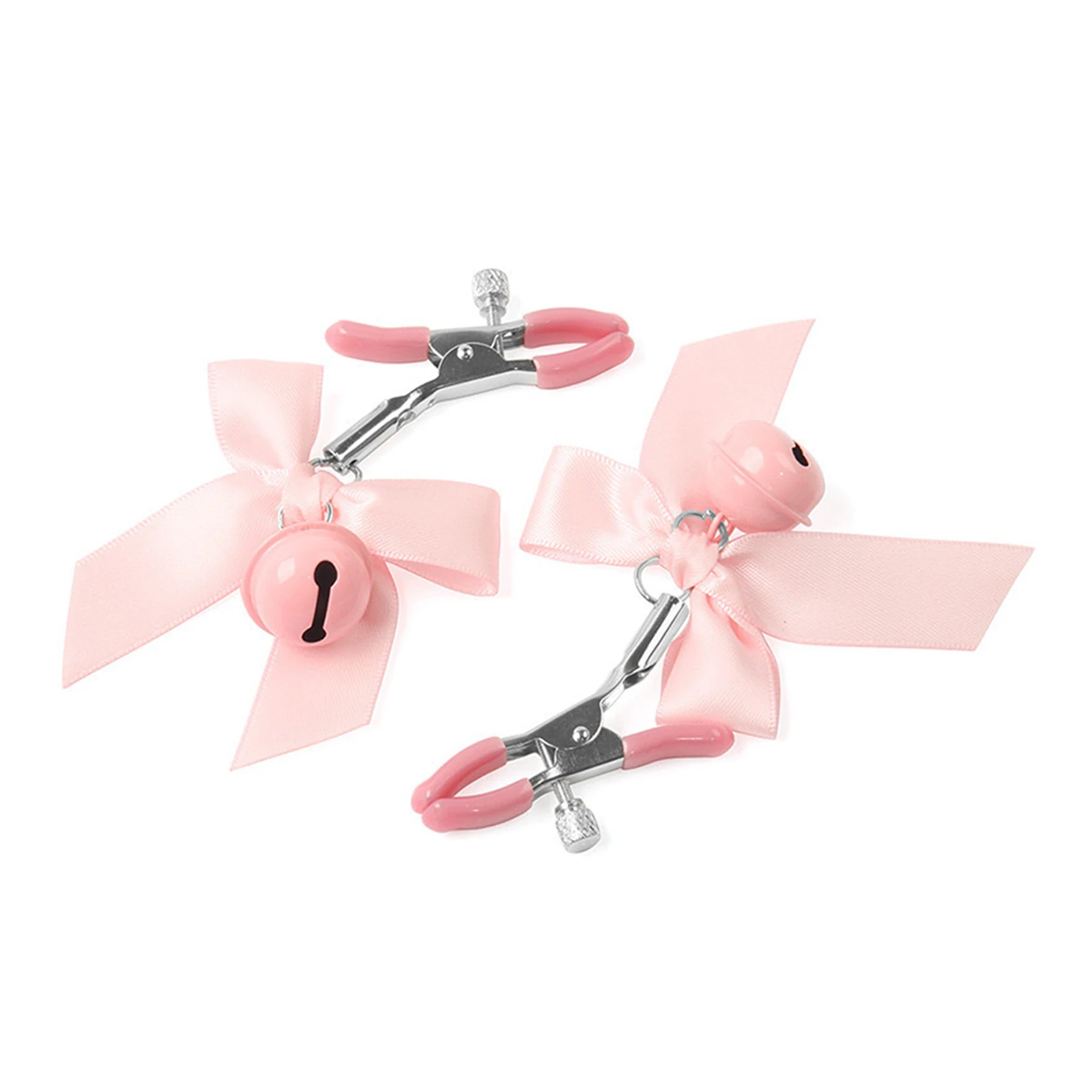 Silicone Nipple Clamps Pink Bowknot Bell Adjustable Fit SM sex cosplay accessories erotic positioning bandage adult sex game
