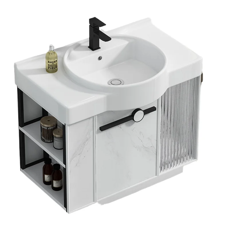Mueble de baño moderno y sencillo, mueble de baño de aluminio, lavabo combinado, mesa de lavado para balcón, apartamento pequeño
