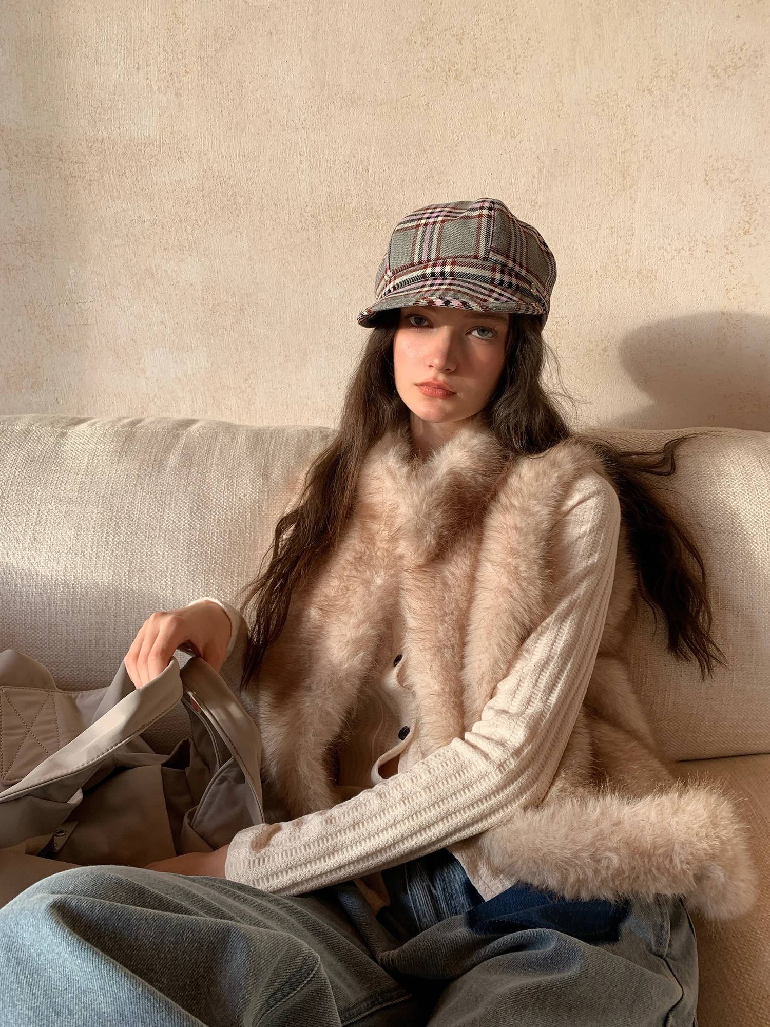 

Fur Collar Vest Women's Autumn Winter Outerwear Vintage Svel Stand Collar Jaet Crsu Sli Commute Sle