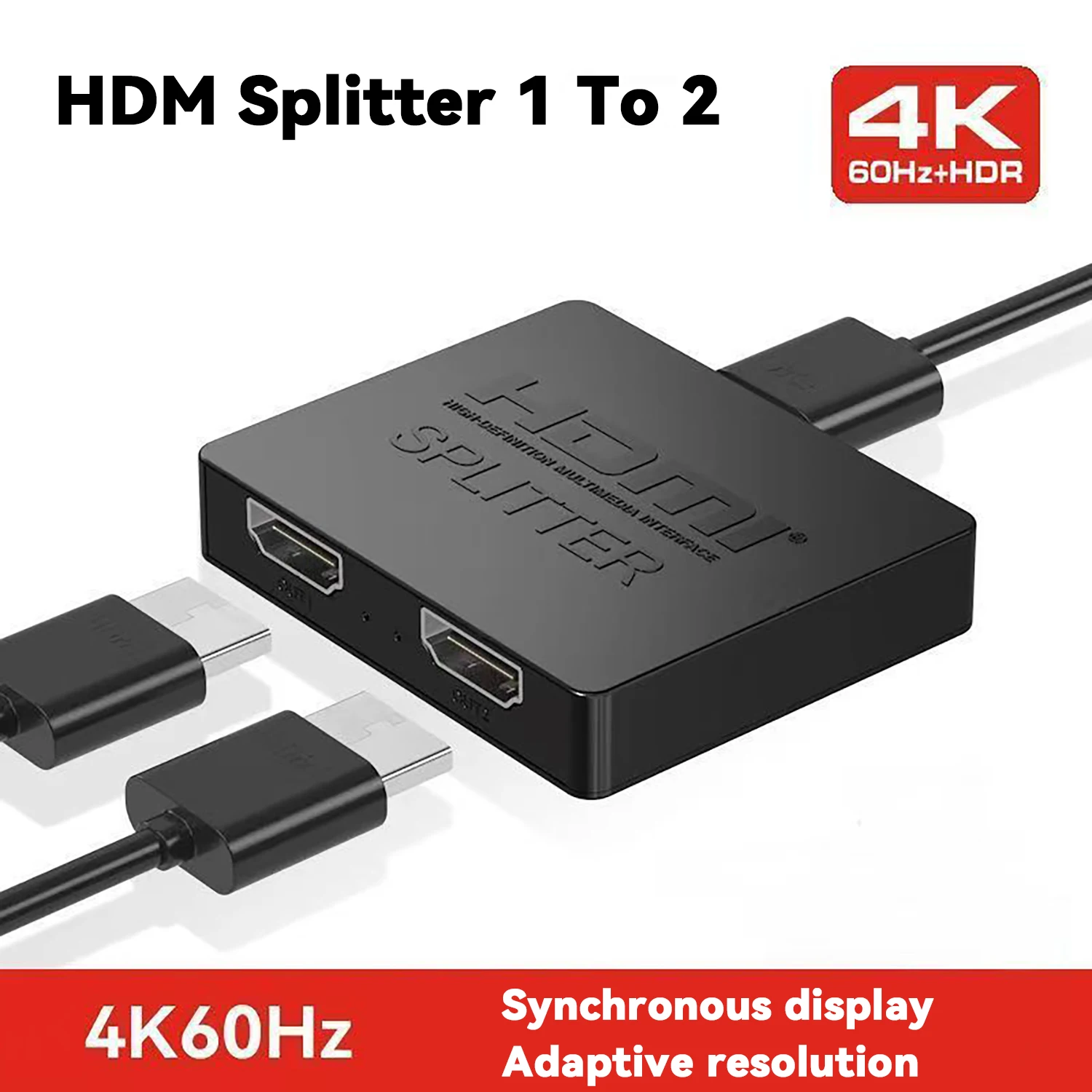 4K HDMI splitter 1 to 2 dual display copy mirror with EDID, 1 input and 2 outputs