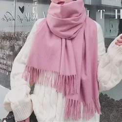 Luxury Brand Soild Pure Colour Cashmere Women Scarf Winter Warm Shawl Wraps Hijab Long Soft Female Foulard  Fashion Head Scarves