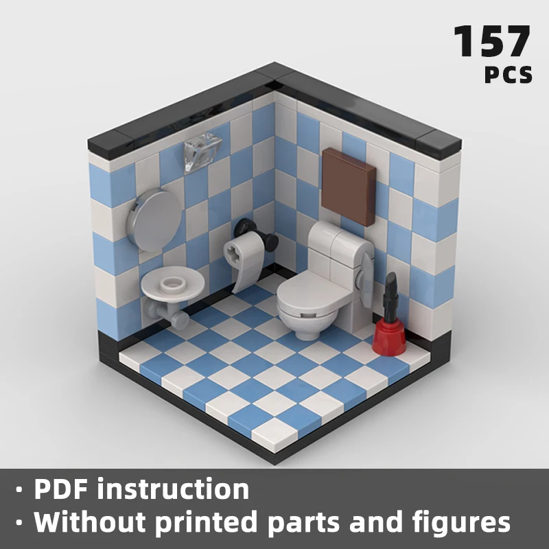 customizable miniature toilet restroom bricks set city modern bathroom blocks compact washroom building moc scene diorama