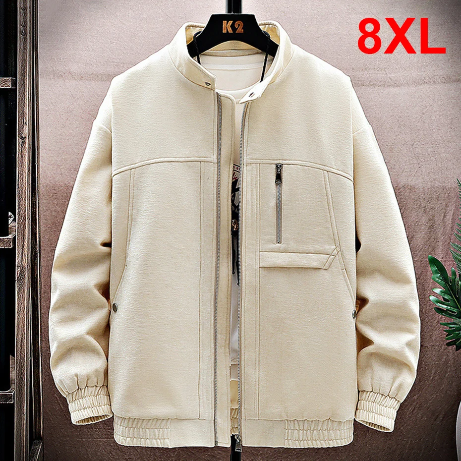 

Мужская куртка больших размеров 8XL, весенне-осенняя, в стиле карго, модная винтажная куртка, мужская одежда больших размеров 8XL