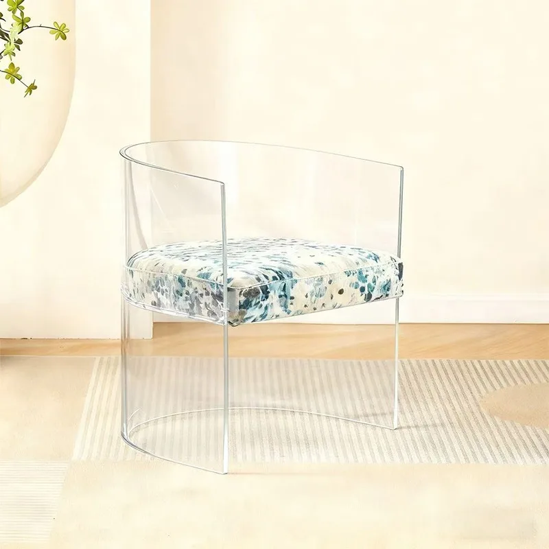 Light luxury acrylic furniture transparent U-shaped simple organic glass makeup casual furniture backrest chair