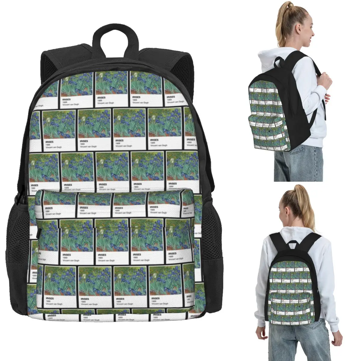 

Irises Vincent Van Gogh Pantone Card Backpack Hot Sale Daypack Large Capacity BookBag School Bag Shoulder Bags for Men Women