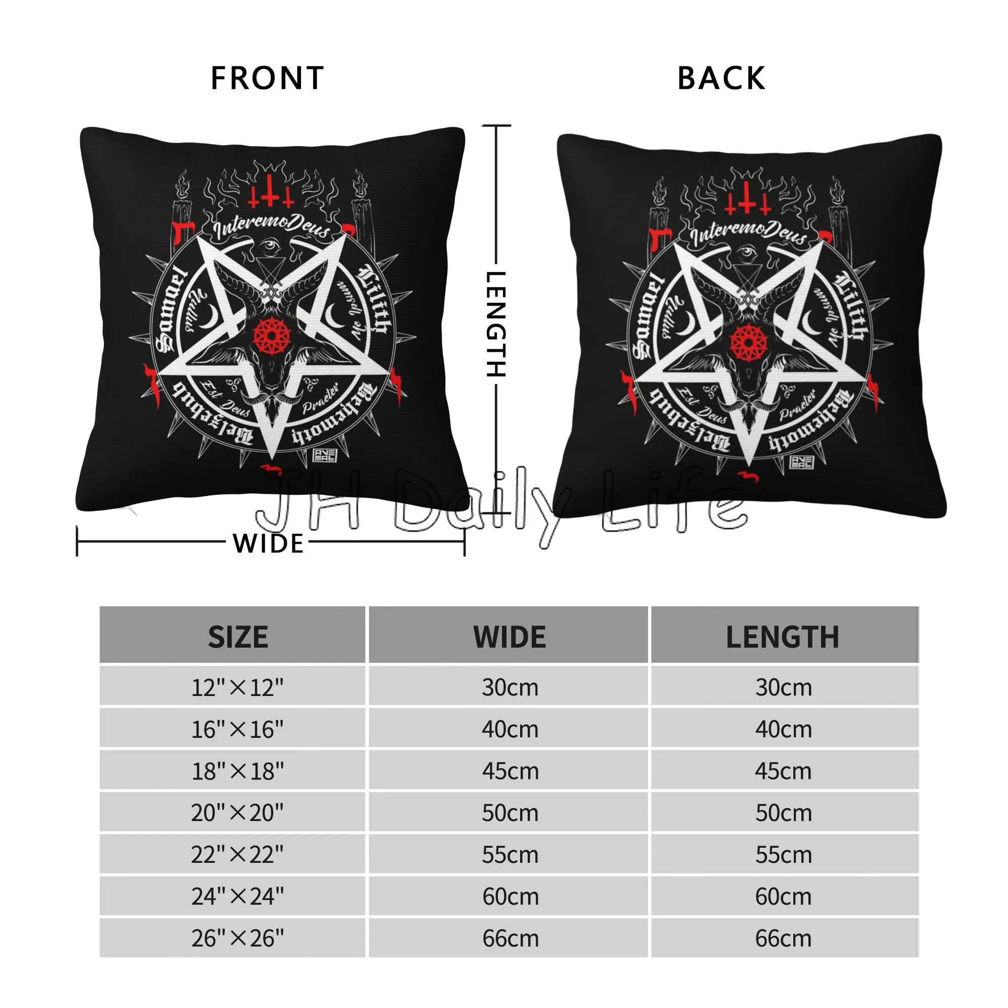 Black Baphomet Leviathan Square Pillow Cover Mystical Devil Satanic Soft Cozy Cotton Pillowcase for Home Sofa Bed Car 18x18 Inch