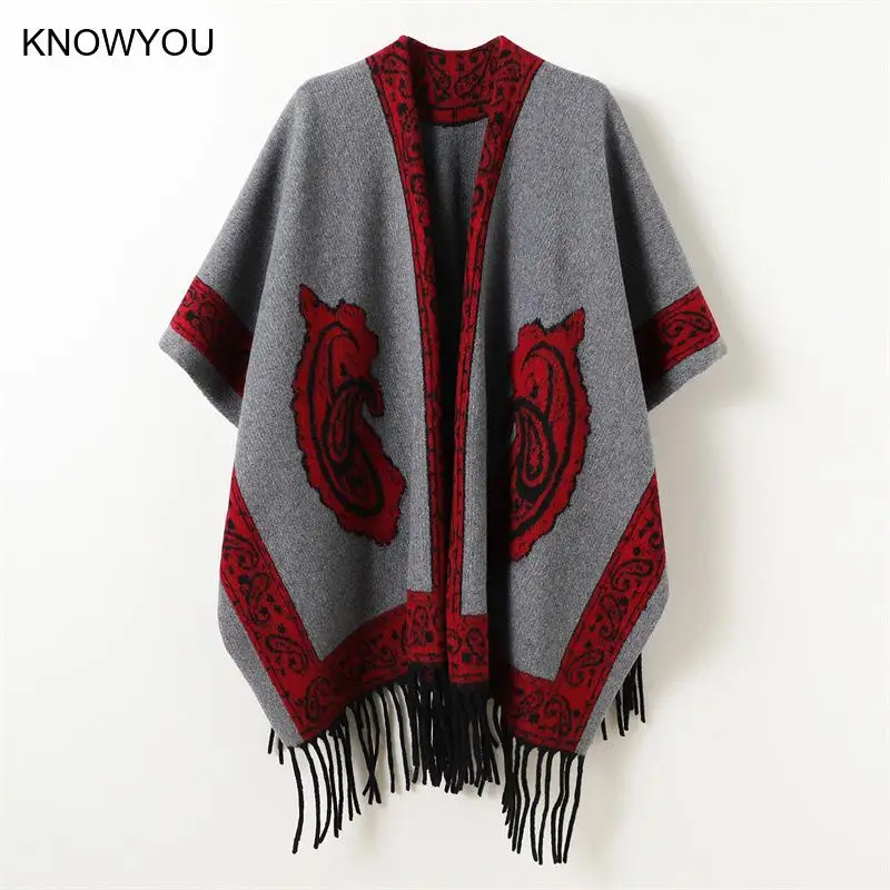 

Ethic Style Capes Male Autumn Winter New Pashmina Loose Jacket Ponchos Tassel Scarf Wrap and Shawl Men Warm Mantilla Blanket