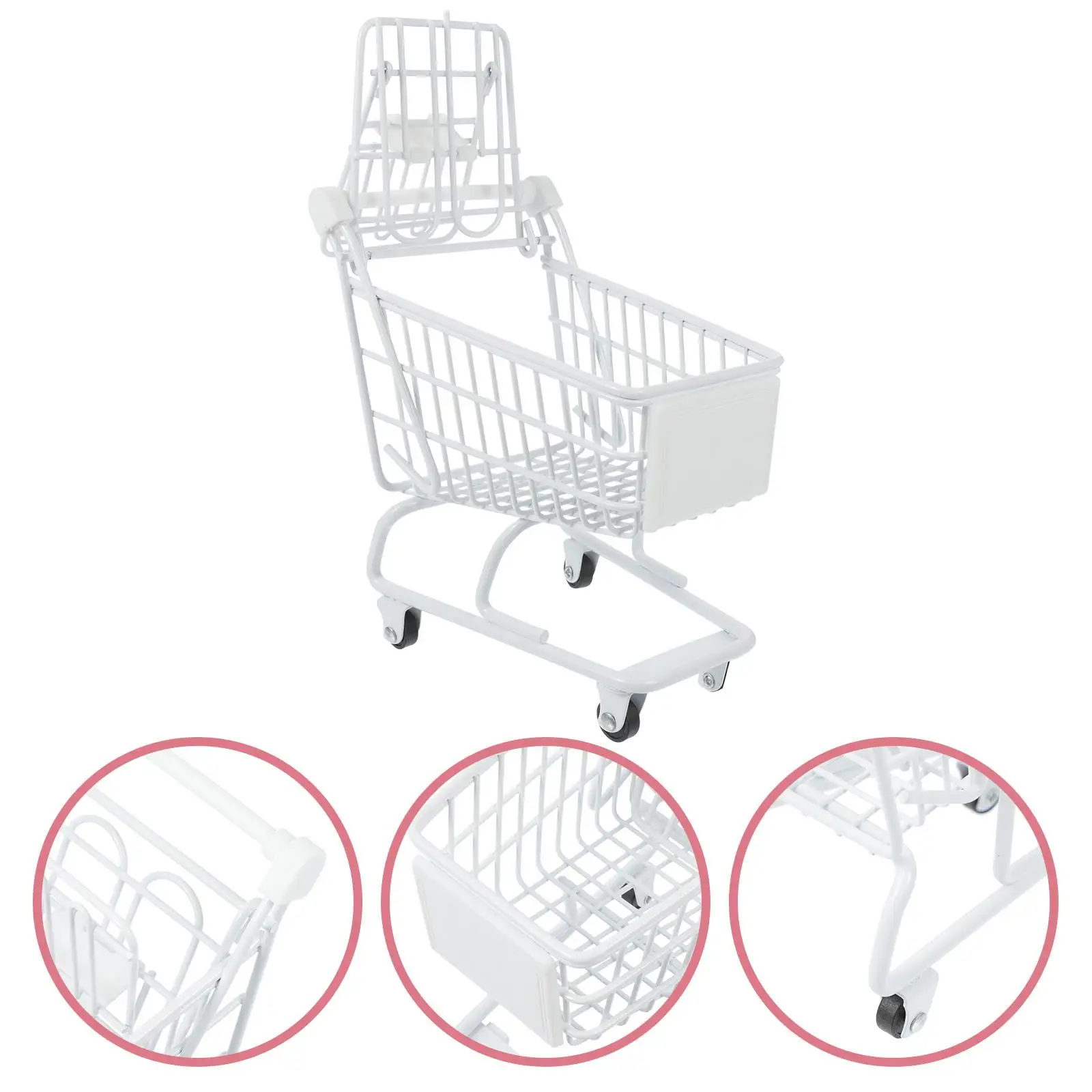 Mini-winkelwagentje Trolley Opvouwbare wielen Peuterspeelgoed Opslag Decor Kunststof ijzer Fruitbloemhouder Utility Cart