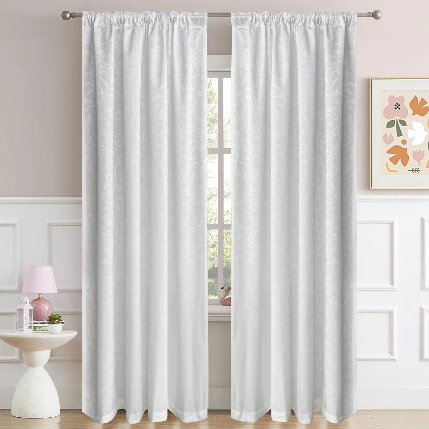 

1PC Modern Jacquard White Leaf Texture Sheer Curtain for Living Room Voile Window Drape Balcony Window Drape Home Decoration