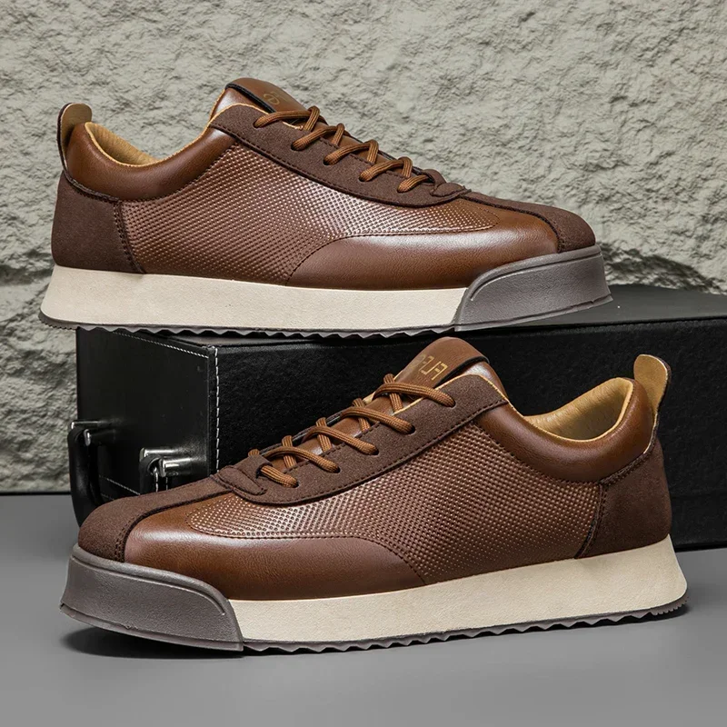

Retro Fashion Brown Men's Low Sneakers Big Size 45 Breathable Flat Shoes Trainers Men Lace-up Casual Sneakers Zapatillas Hombre