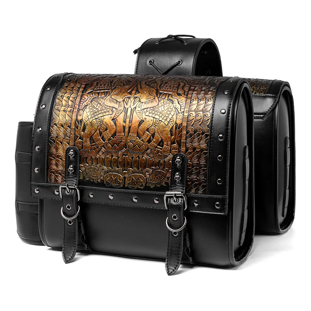 

Vintage Embossed Motorcycle Saddle Bag Universal PU Leather Rider Modification Bag Motorcycle Side Bag Torby Na Motocykl