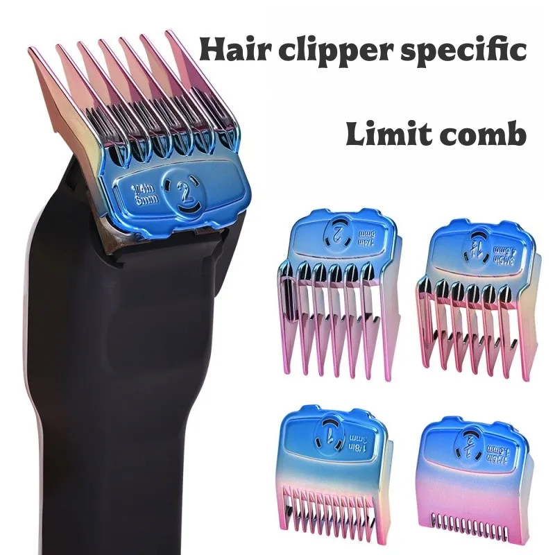 Gradient Color Magnetic Electric Push Shear Limit Position Comb Accessories Electroplated Positioning Caliper Hair Clipper Brush