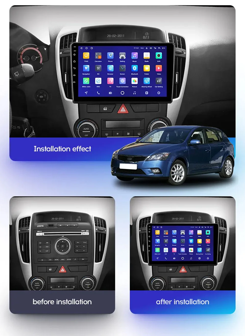 For Kia Ceed ED 2006 - 2012 Android 14 Carplay Auto Car Radio Multimedia Video Player Navigation GPS  No 2Din 2 Din DVD DSP 4G