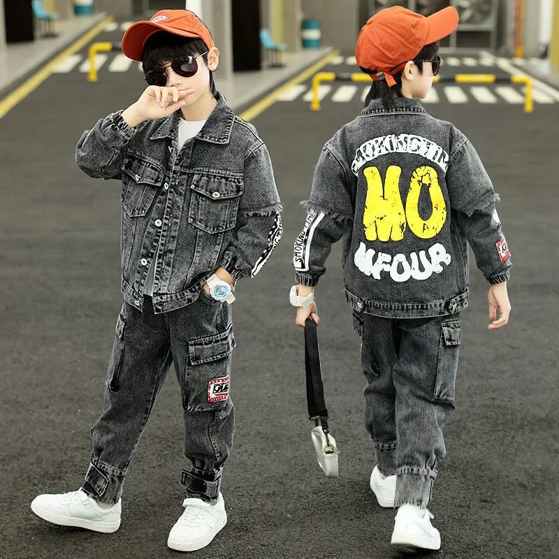 Boys Suit Coat+Pants Cotton 2Pcs/Sets 2023 Vintage Spring Autumn Sports Sets Tracksuit Children Clothing