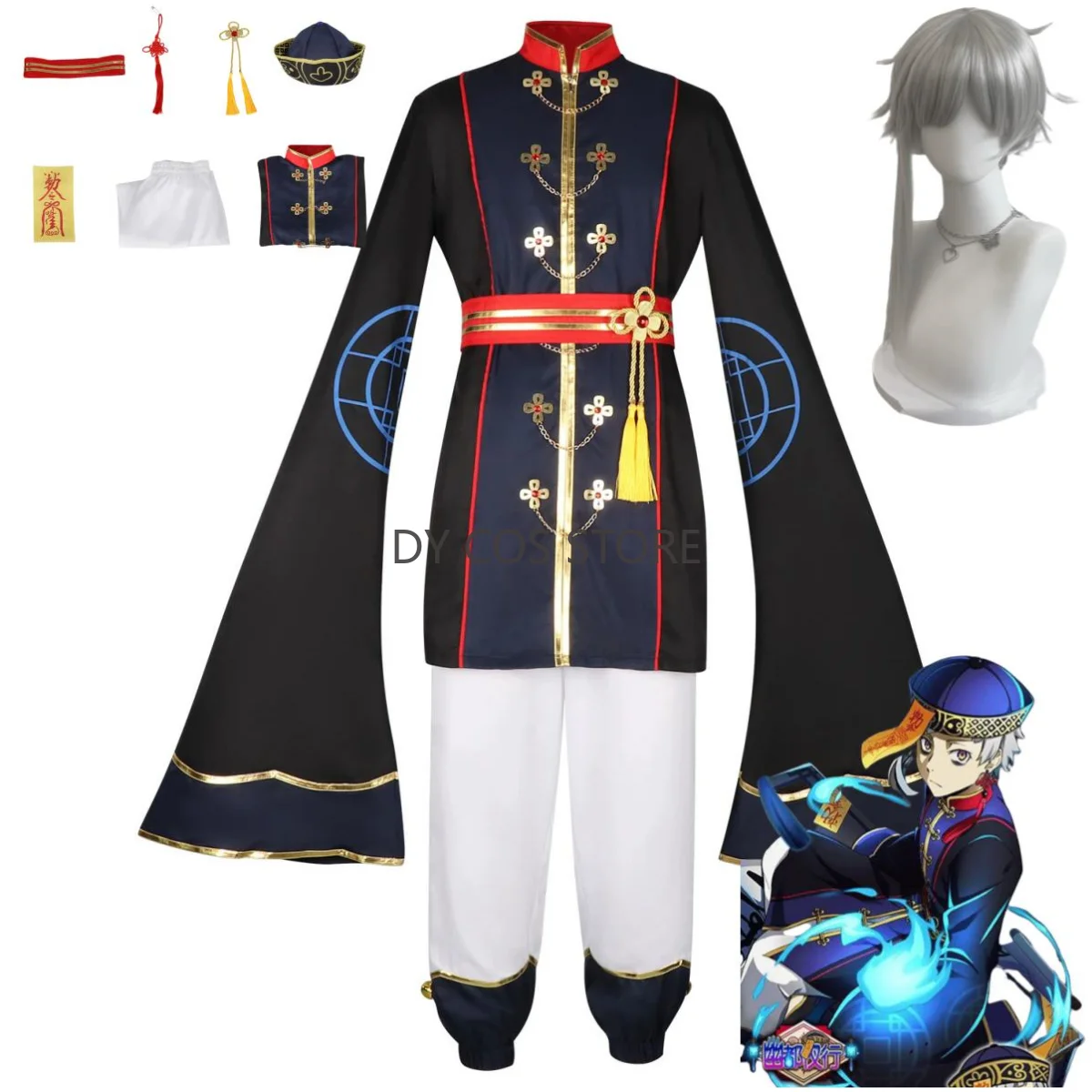 

Anime Bungo Stray Dogs Nakajima Atsushi Cosplay Costume Ghost Zombie Uniform Robe Tops Hat Wig Man Halloween Carnival Suit