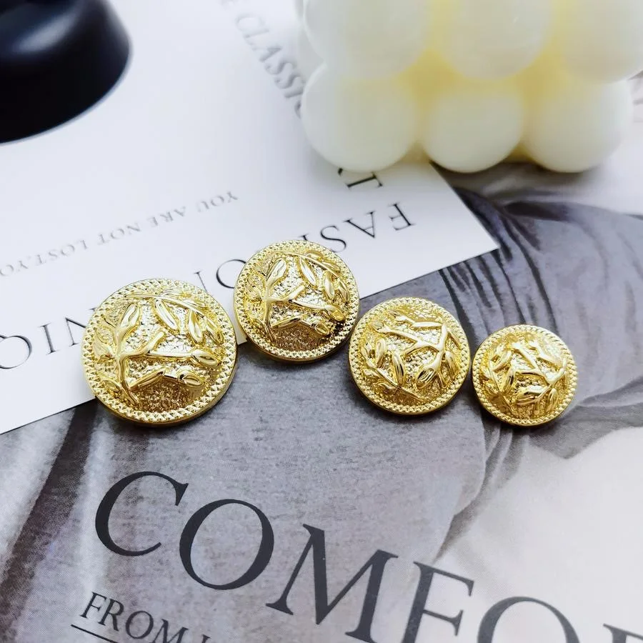 10PCS Leaf Metal Buttons Sweater Cardigan Shirt Decorative Buttons Gold Maple Leaf Design Handmade DIY Sewing Simple Buttons