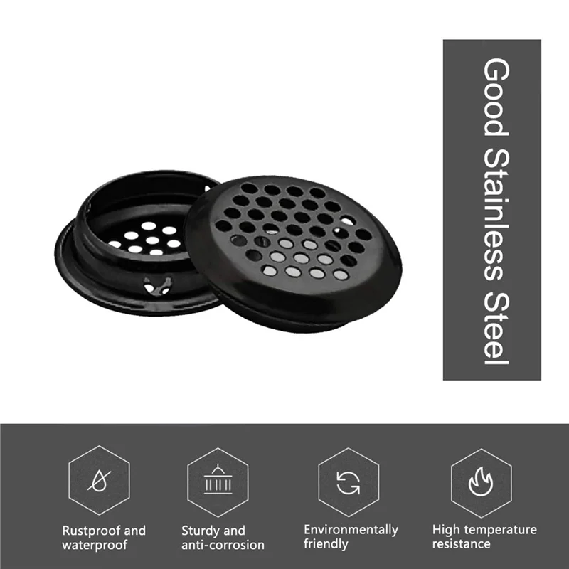 B84B-Air Vent Louver, 150Pcs 35Mm Stainless Steel Round Mesh Hole Circular Soffit Vent For Wardrobe Drawer Bookcase Kitchen