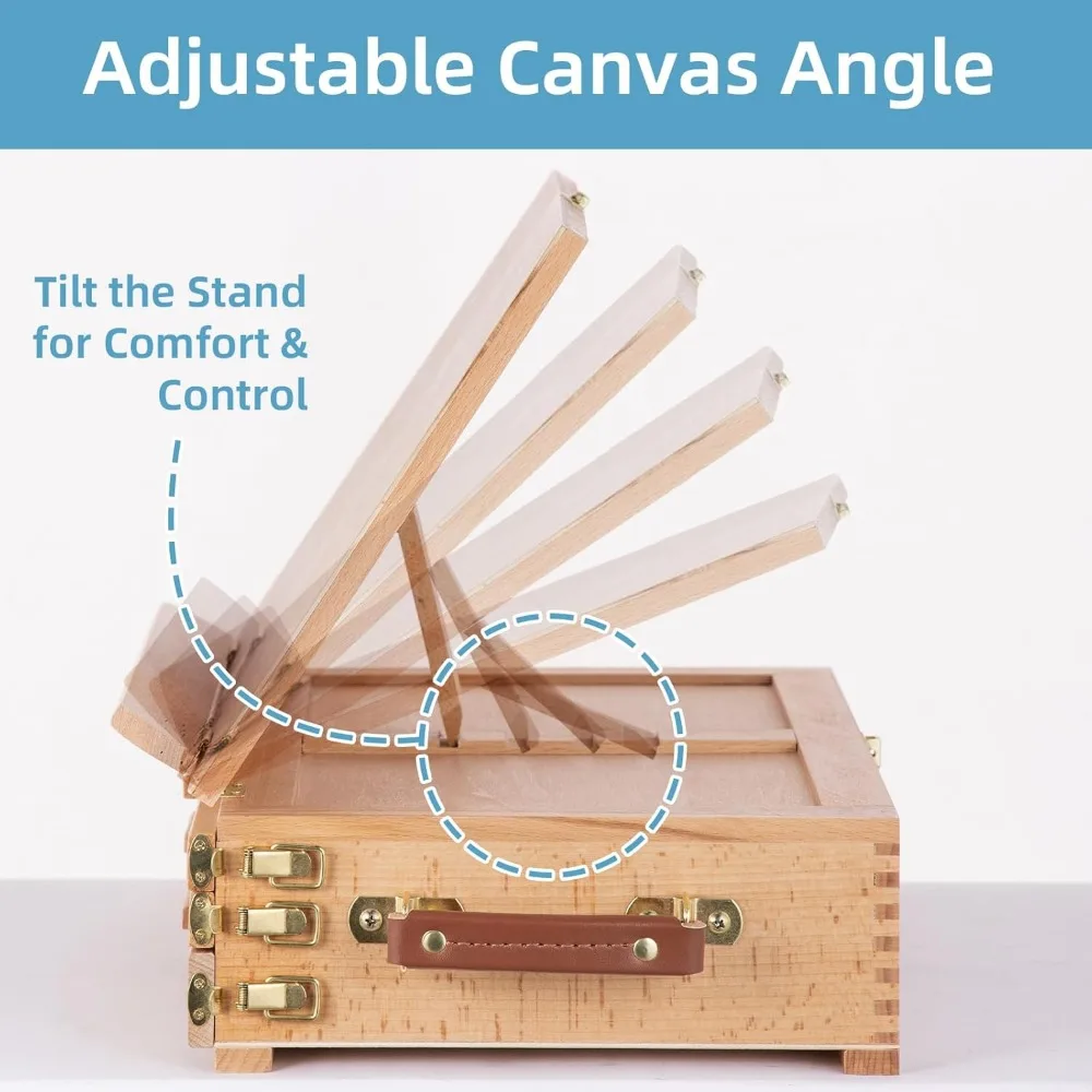 Настольный мольберт с ящиком для хранения эскизов, портативный настольный художественный мольберт из бука с 3 ящиками, регулируемая настольная подставка для рисования для