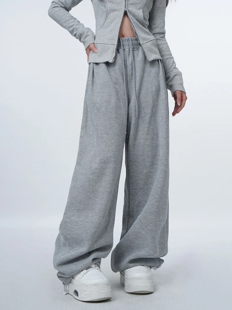 HOUZHOU Y2k Gray Sports Sweatpants Woman Baggy Harajuku Oversized High Waist Joggers Pants Korean Fashion Loose Trousers Casual