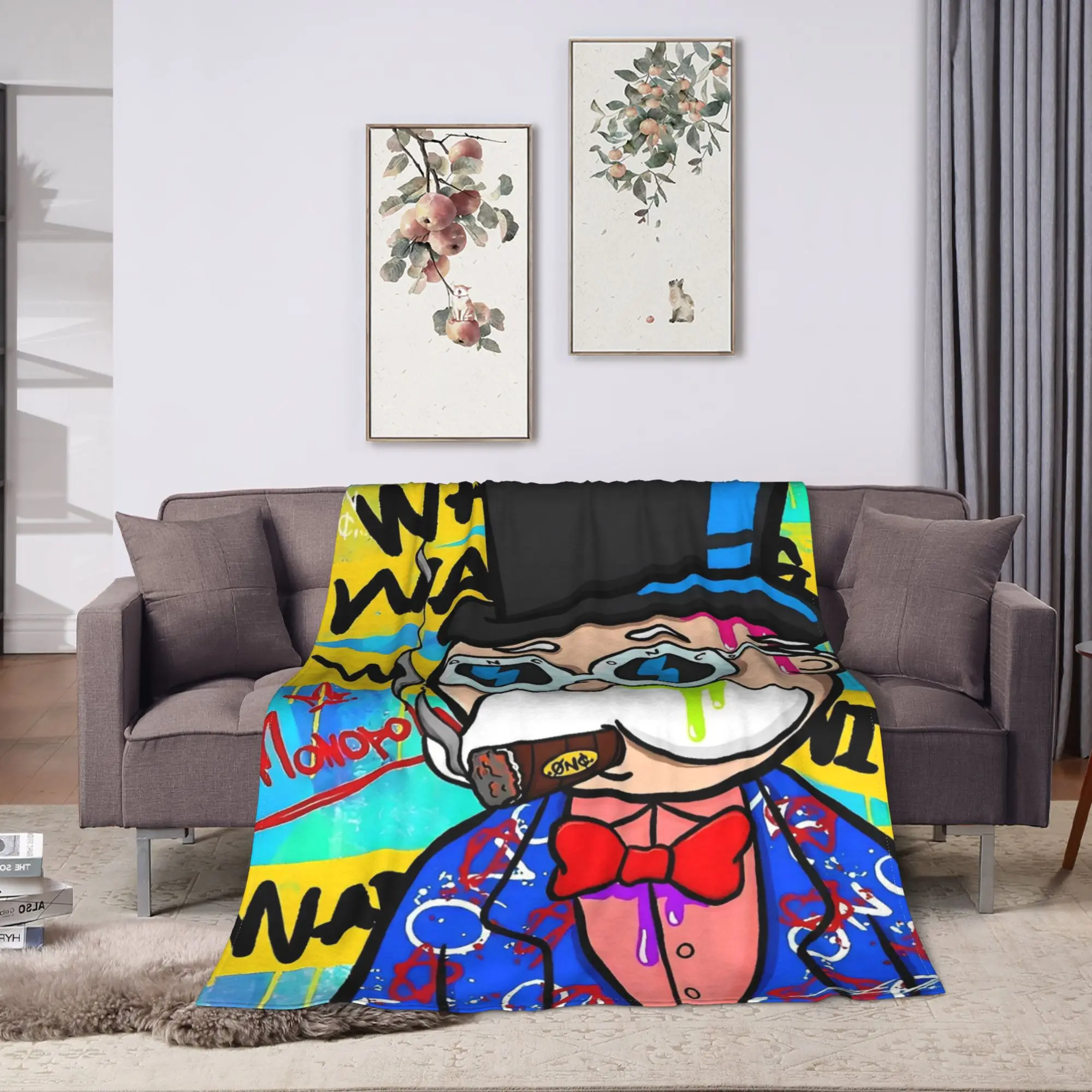Monopolys Money Dance Blanket  Soft Warm Funny Plush Throw Blanket For Couch Bed Camping Flannel Bedspread Bed Cover