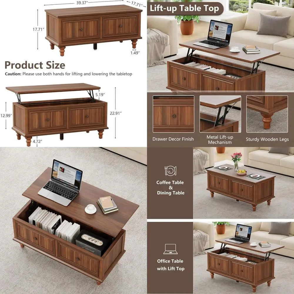 

Журнальный столик из орехового дерева с 39 скрытыми отделениями для хранения, для столовой или гостиной в небольших помещениях