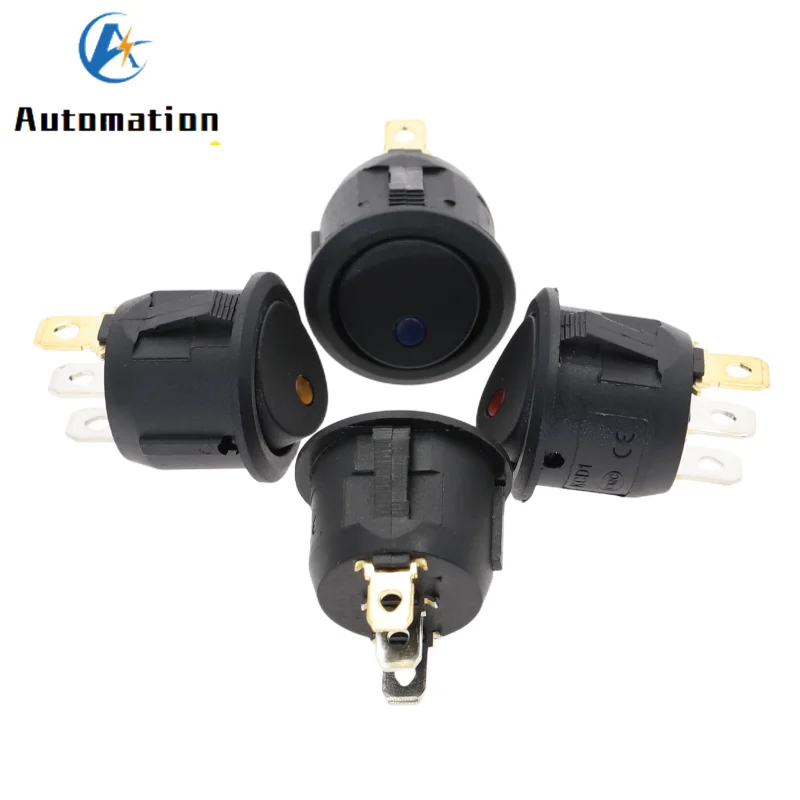 3Pins With Led Lights Switch 20A 12V /6A 220V Waterproof Cat Eye Switch Car Auto Round Rocker Switch SPST ON-OFF