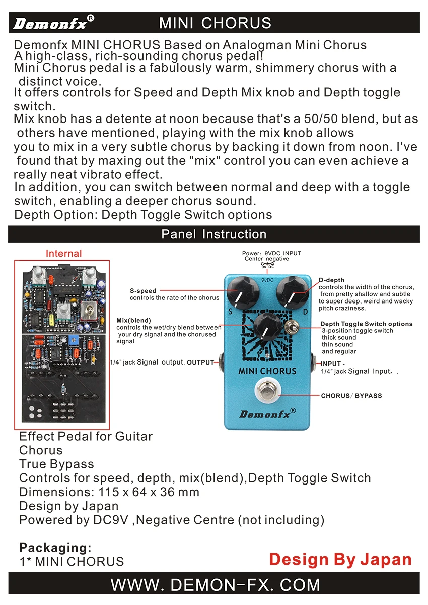 Demonfx AT-DS Freedman BE-ODX Guitar Effect Pedal Overdrive Distortion Delay CHorus AUTOWAH Pedal