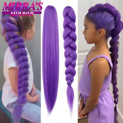 Purple Braiding Hair Extensions Pre Stretched Soft Yaki Synthetic Jumbo Braids DIY Ponytail Braid Pink Grey Orange Red Blue Hair