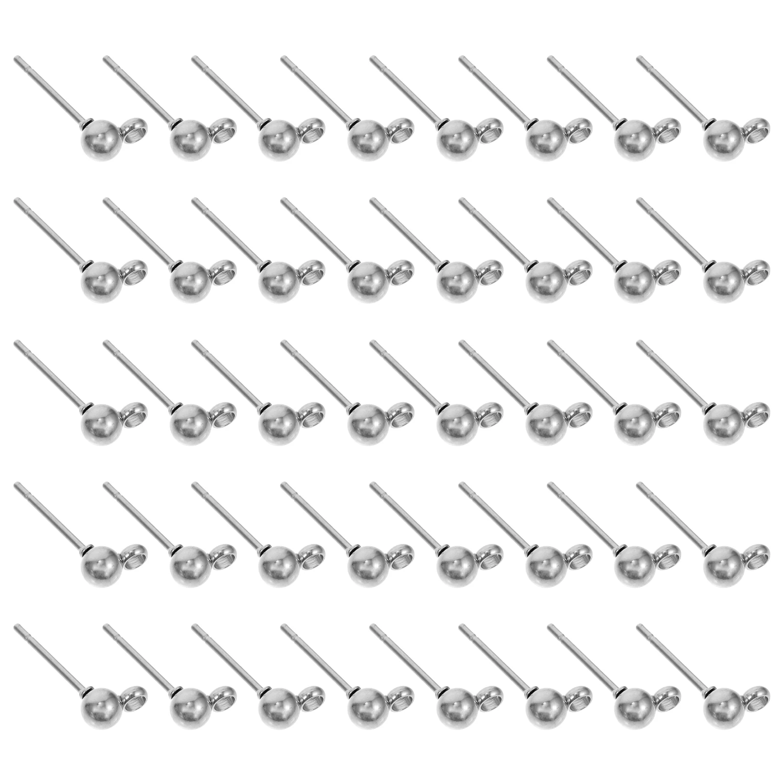 

100pcs Ear Needle Accessories Studs Earring Components Stainless Steel Supplies Round Bead Ball DIY Safe Sensitive Ears Easy