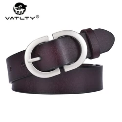 VATLTY 2022 cinturón de cuero para mujer, 2,8 cm hebilla de aleación de plata de cuero de vaca Natural, cinturón fino, pantalones vaqueros para mujer, fajas negras, pretina