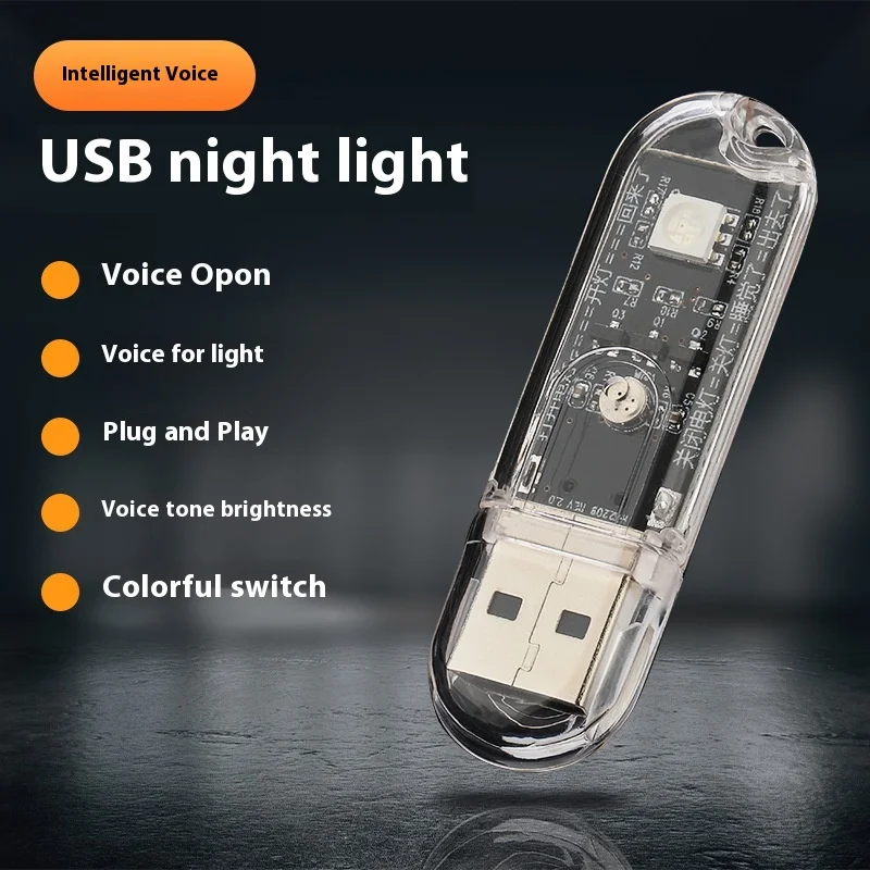 AI Voice Control USB Night Light Mini Portable LED Lamp with Smart Features
