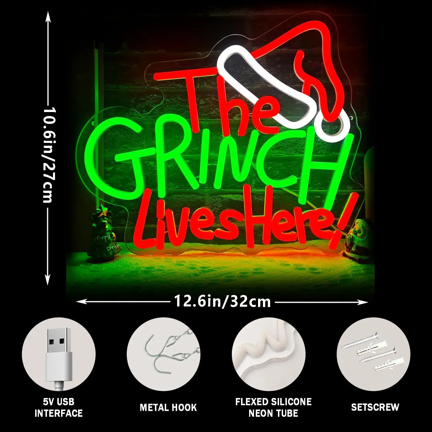 عش هنا علامة النيون عكس الضوء عيد ميلاد سعيد LED علامة للنافذة الداخلية غرفة نوم الزفاف بار هدية حفلة #3