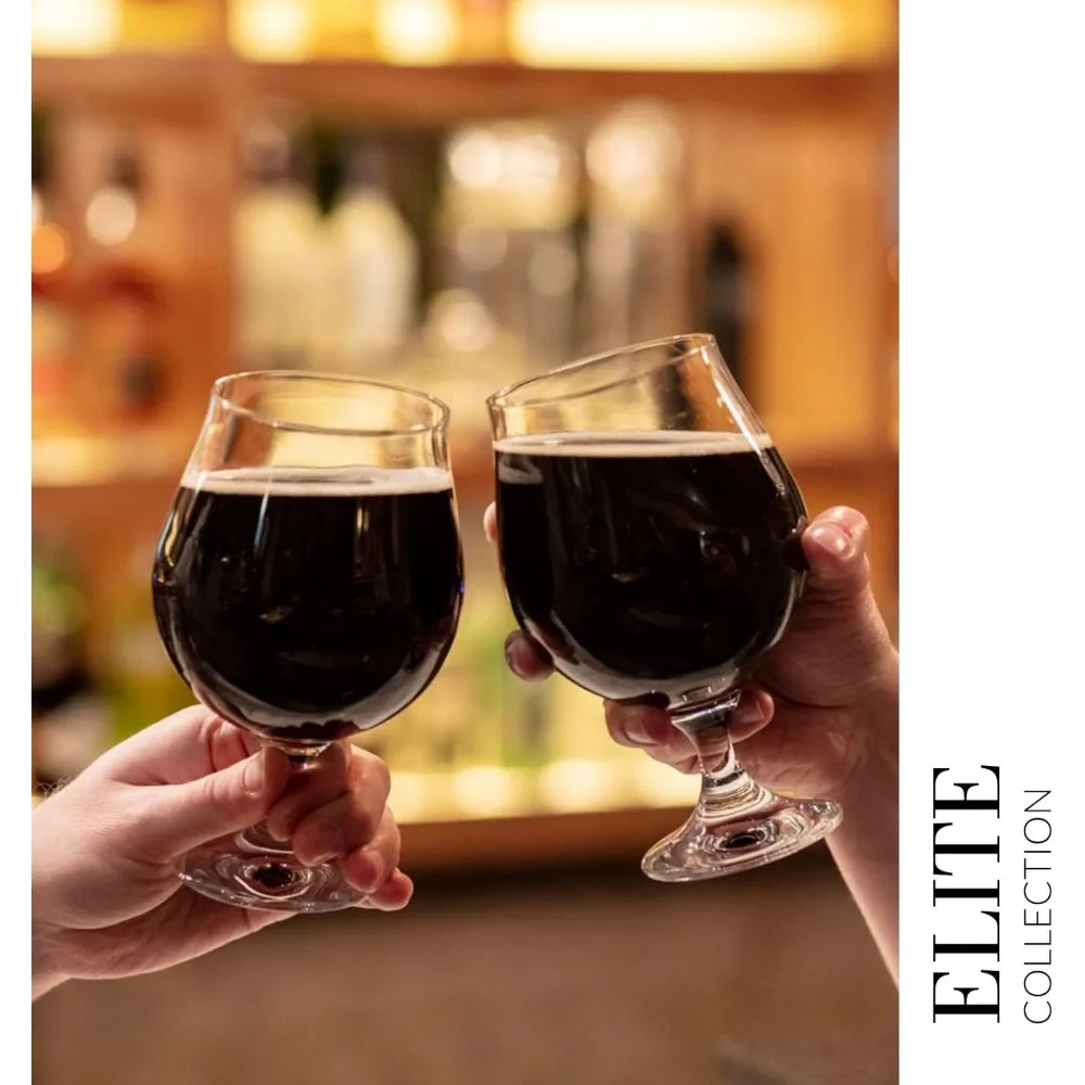 نظارات Dark Ale Stout، مجموعة من 6 قطع، 16.9 أونصة، تذوق البيرة، نظارات البيرة الحرفية، مجموعة النخبة، آمنة للاستخدام في غسالة الأطباق، صنع في أوروبا