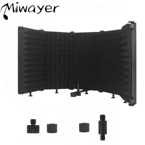 Miwayer-Panel de protección de aislamiento de micrófono ajustable, protector plegable para grabación de estudio, filtro de micrófono, esponja insonorizada, 3/5