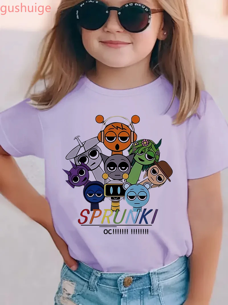 

unisex Children Sprunki T Shirt Kids Casual Cartoon Incredibox T-Shirts Boys O-Neck Short Sleeve Baby Girls Summer Clothes