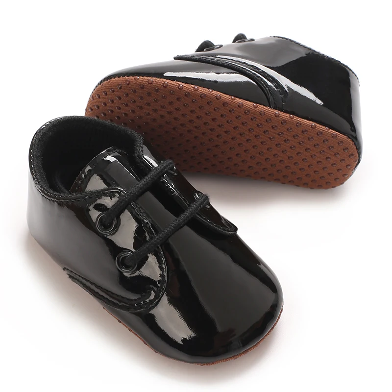 Baby Schnürschuhe Sneakers Klassische Sportschuhe Weiche Sohle PU-Leder Schuhe Einfarbig Lauflernschuhe für Neugeborene Jungen Mädchen – Detail 11