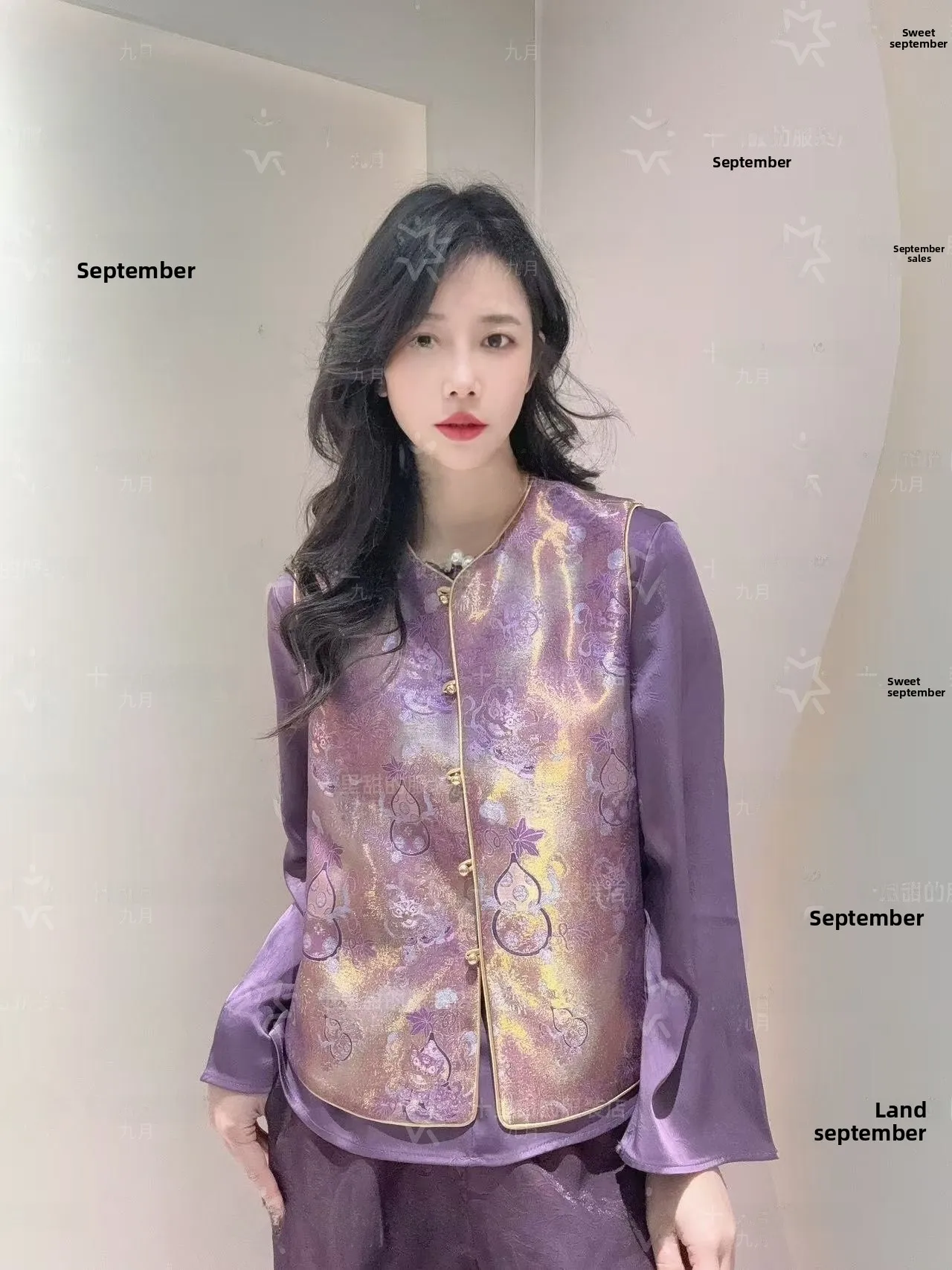 

September Purple Lacquer Handmade Chinese Sle Vest Retro National Trend Loose Fit Hanfu Top Women's Premium Faion