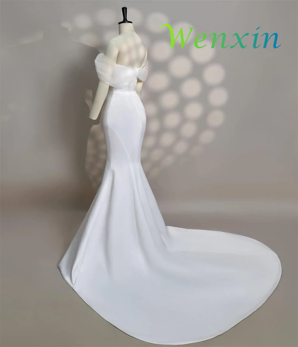 Robe De soirée sirène blanche personnalisée, de haute qualité, épaules dénudées, robes De soirée romantiques