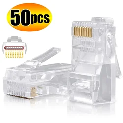 50/1Pcs CAT6 RJ45 Ends Ethernet Cable Crimp Pass Through Connectors CAT5E UTP Network Unshielded Modular Plug for PC Computer