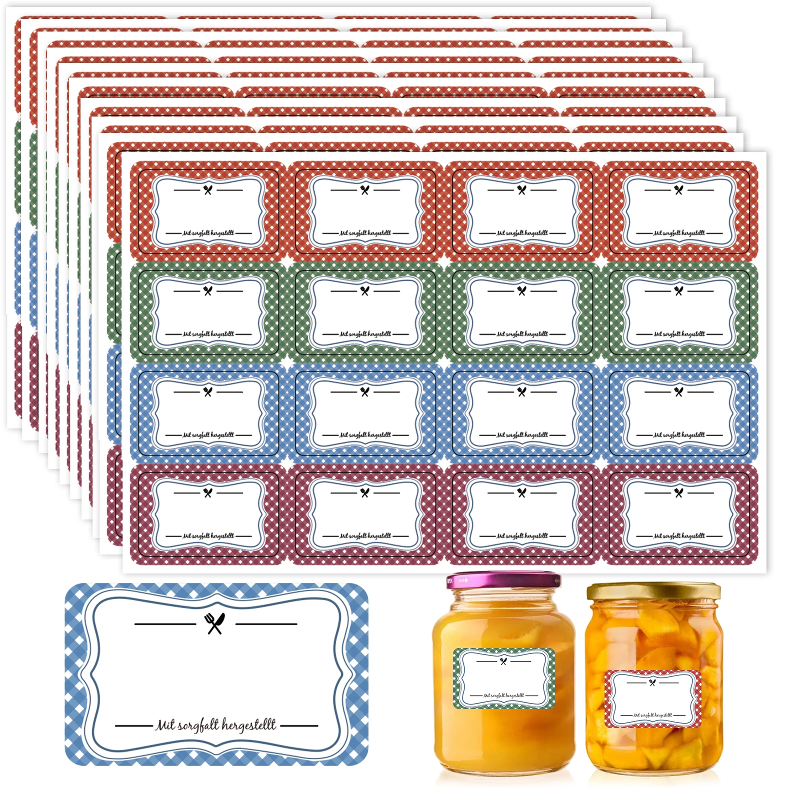 160 self-adhesive jam labels (30x50mm) with 4-color retro polka dot design, versatile for writing stickers, suitable for jam bot