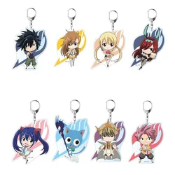 Anime Keychain Jewelry Fairy Tail Pendant Key Ring 5 Colors Charms Acrylic Key Chain Wizard Dancing Llaveros Porte Clef Men Gift