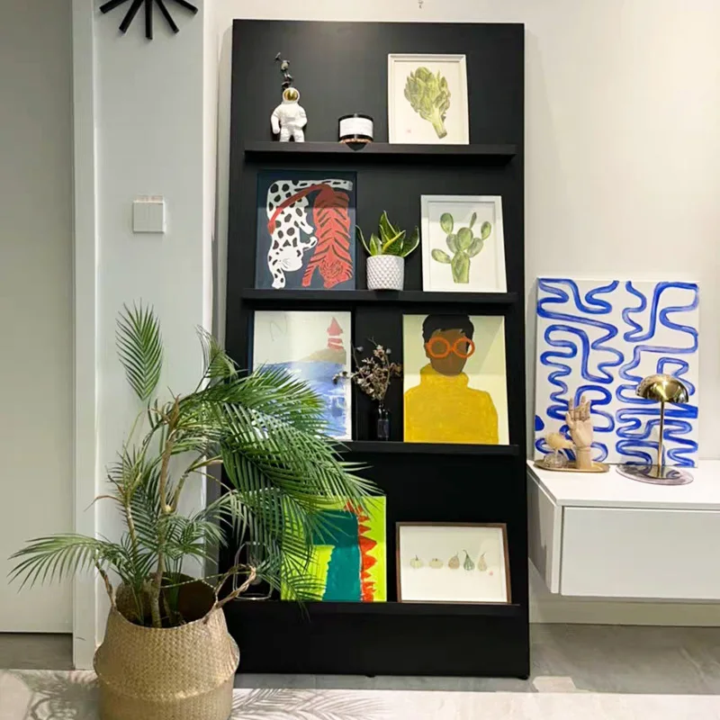 Estantería minimalista nórdica para revistas, estantería de pared sencilla para estudio, pequeño apartamento, sala de estar, madera maciza