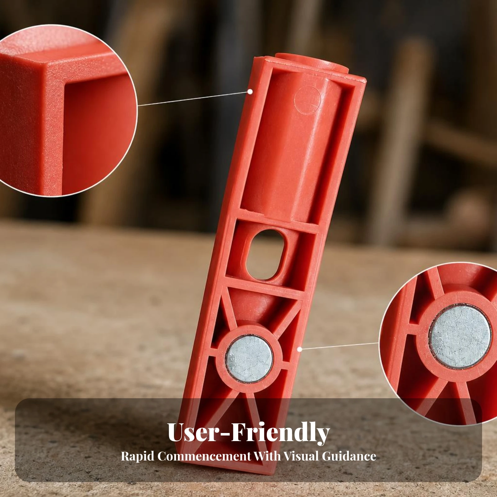 Woodworking Hole Marking Jig Red Plastic Long-Lasting Wood Drilling Finder Attractive Drill Guide Hand Tool view 3