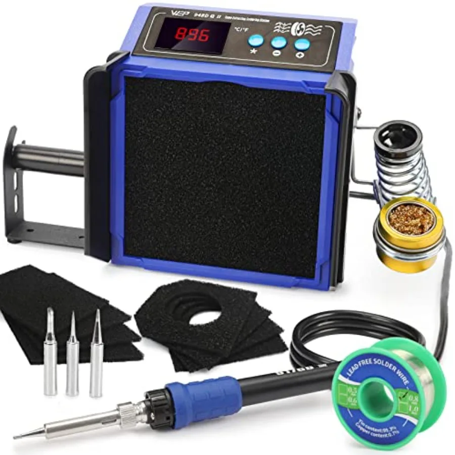 

Double Filter Fume Extractor Soldering Iron Station 2-in-1 Solder Smoke Absorber Soldering Fan with PID Control ℉/℃ Sleep Mode