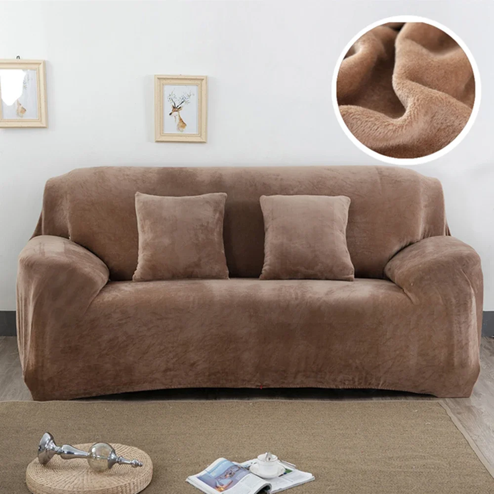 Plush Thick Sofa Cover with Adjustable Elastic Corners and Sectional Slipcover for Living Room Decor - Sofa Chaise Lounge Cover